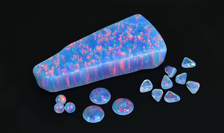 Opal Cabochons - galaxy blue opal - Sanwapearl