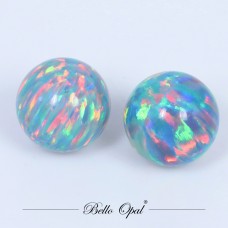 BLUE WITH GREEN SYNTHETIC LAB CREATED OPAL FULL DRILLED ROUND BEADS WP001C1 