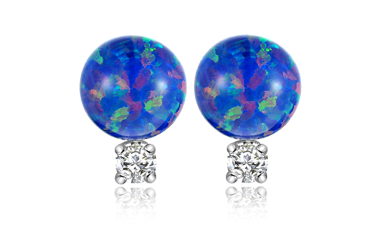 Bello Opal - Synthetic Opal Round Beads - Earrings Design - Sanwapearl